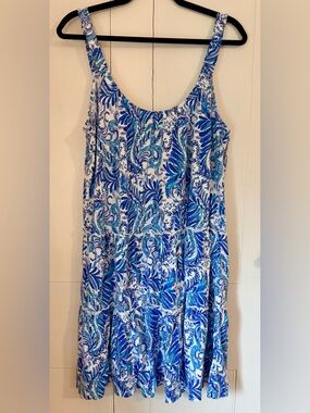 Adorable Lilly Pulitzer Blue & White Cotton Knit Sundress Size XL/1X